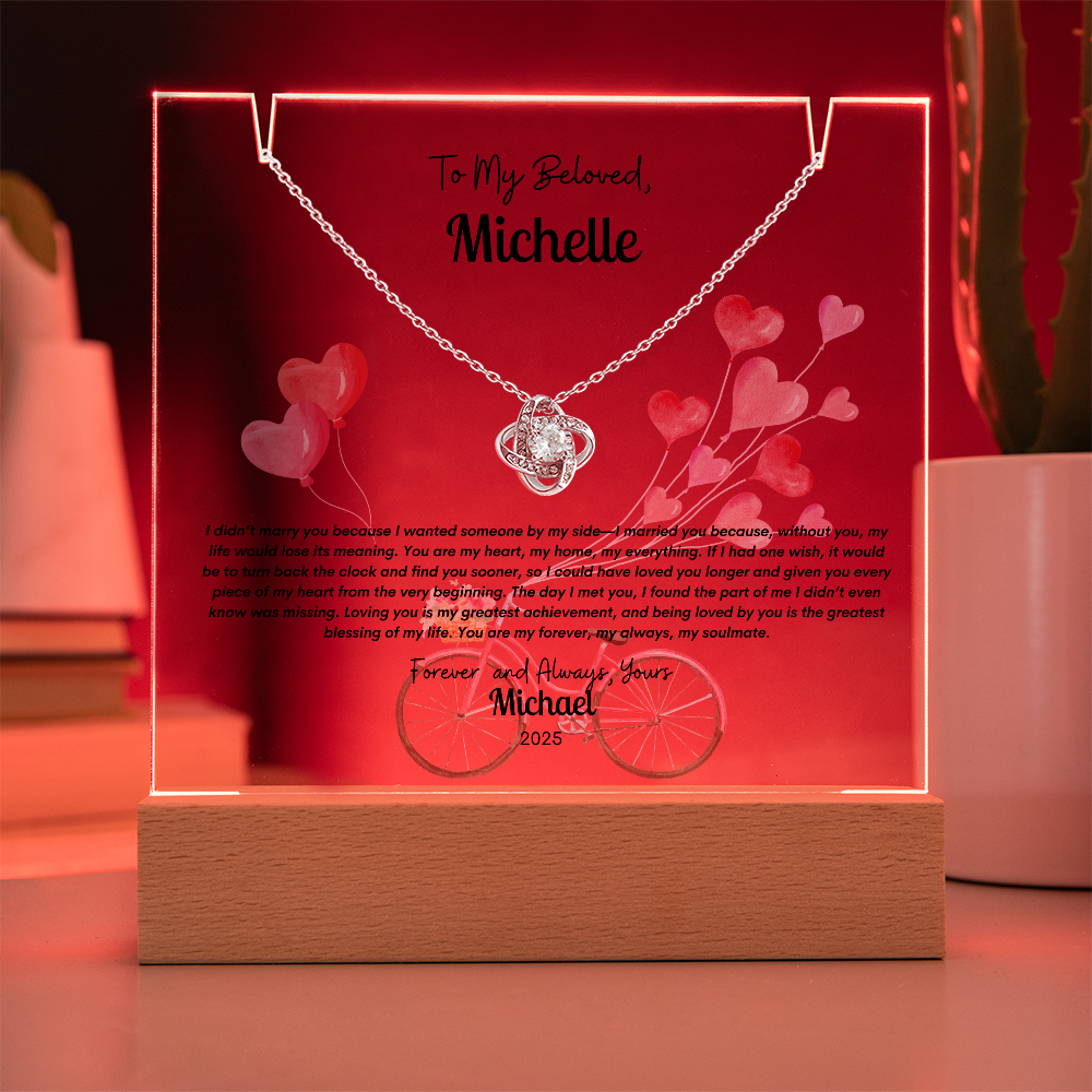 Custom Acrylic LED Display with Forever Love Necklace Gift Set