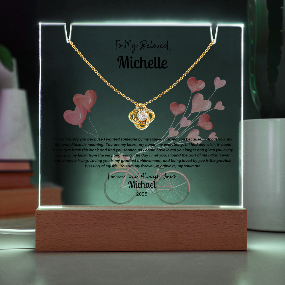 Custom Acrylic LED Display with Forever Love Necklace Gift Set