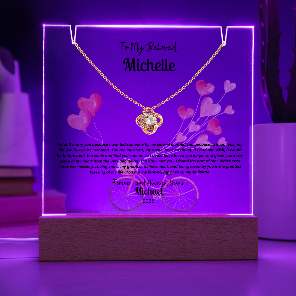 Custom Acrylic LED Display with Forever Love Necklace Gift Set