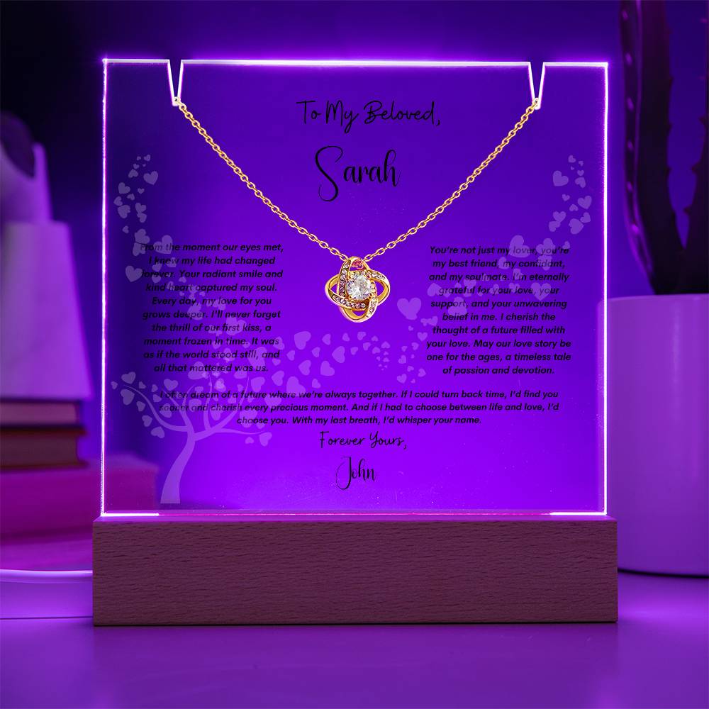 Keepsake Acrylic Bundle with Love Knot Necklace- Gift To My Wife, Gift To Soulmate, Christmas Gift, Birthday Gift, Anniversary  Gift