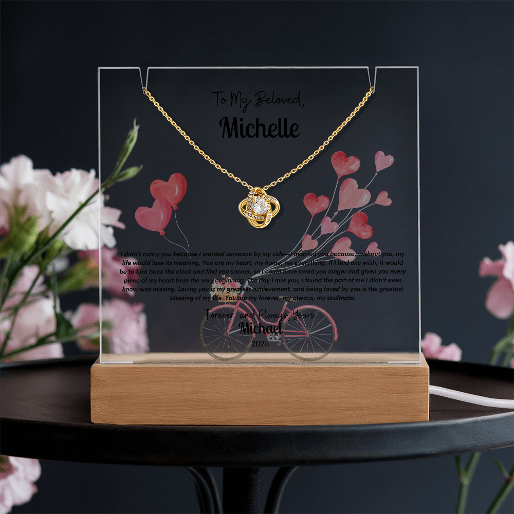 Custom Acrylic LED Display with Forever Love Necklace Gift Set