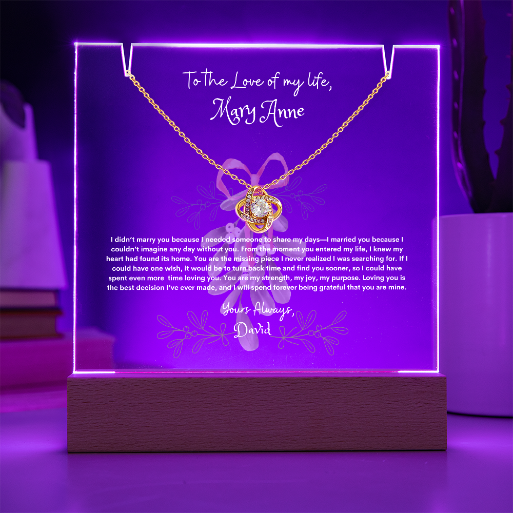 Keepsake Acrylic & Necklace Bundle – Celebrate Love and Memories, Unique Gift for Wife, Soulmate for all  Occasions.