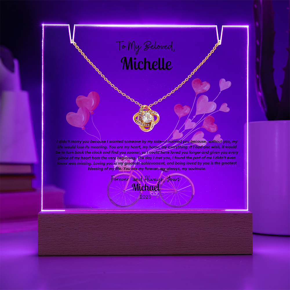 Custom Acrylic LED Display with Forever Love Necklace Gift Set