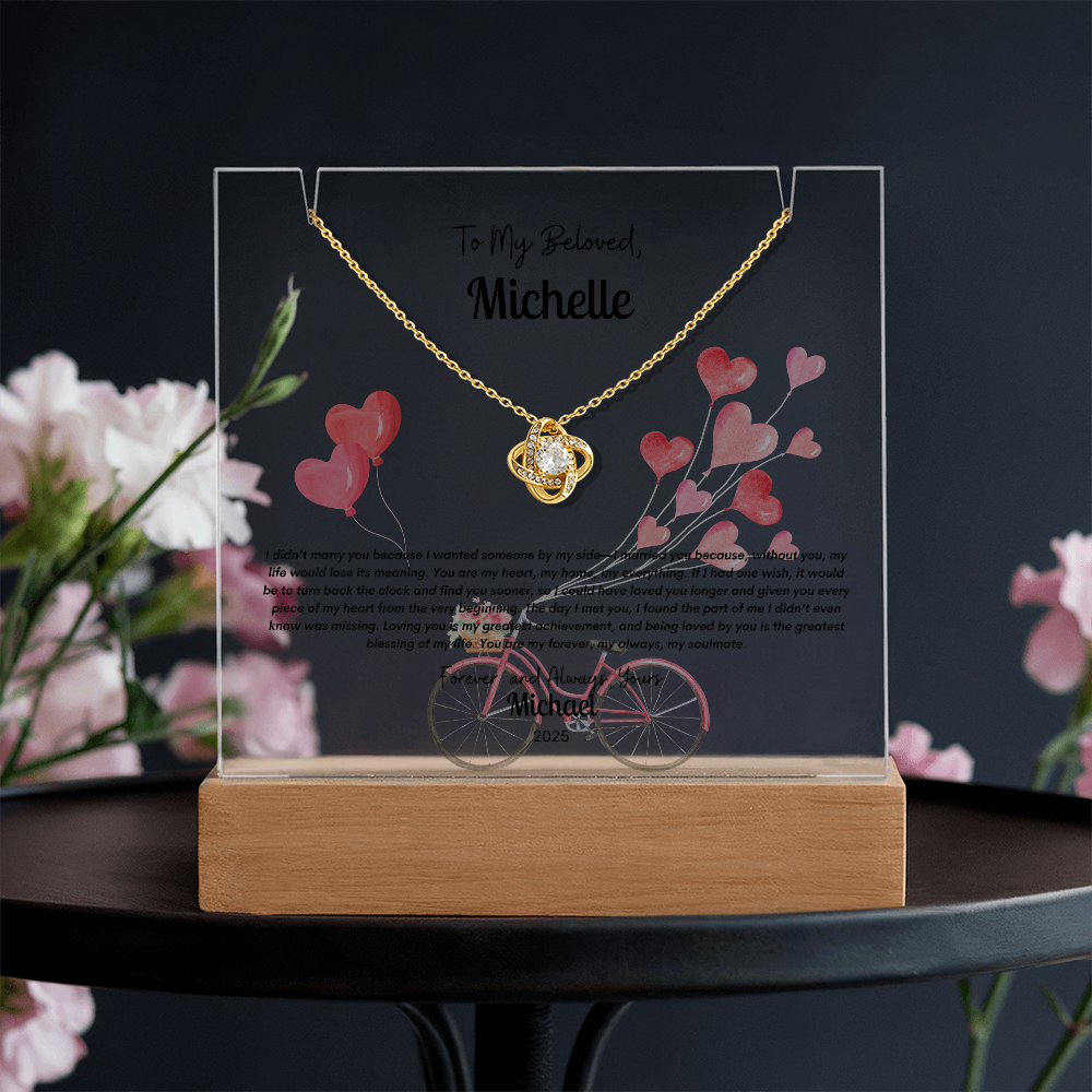 Custom Acrylic LED Display with Forever Love Necklace Gift Set