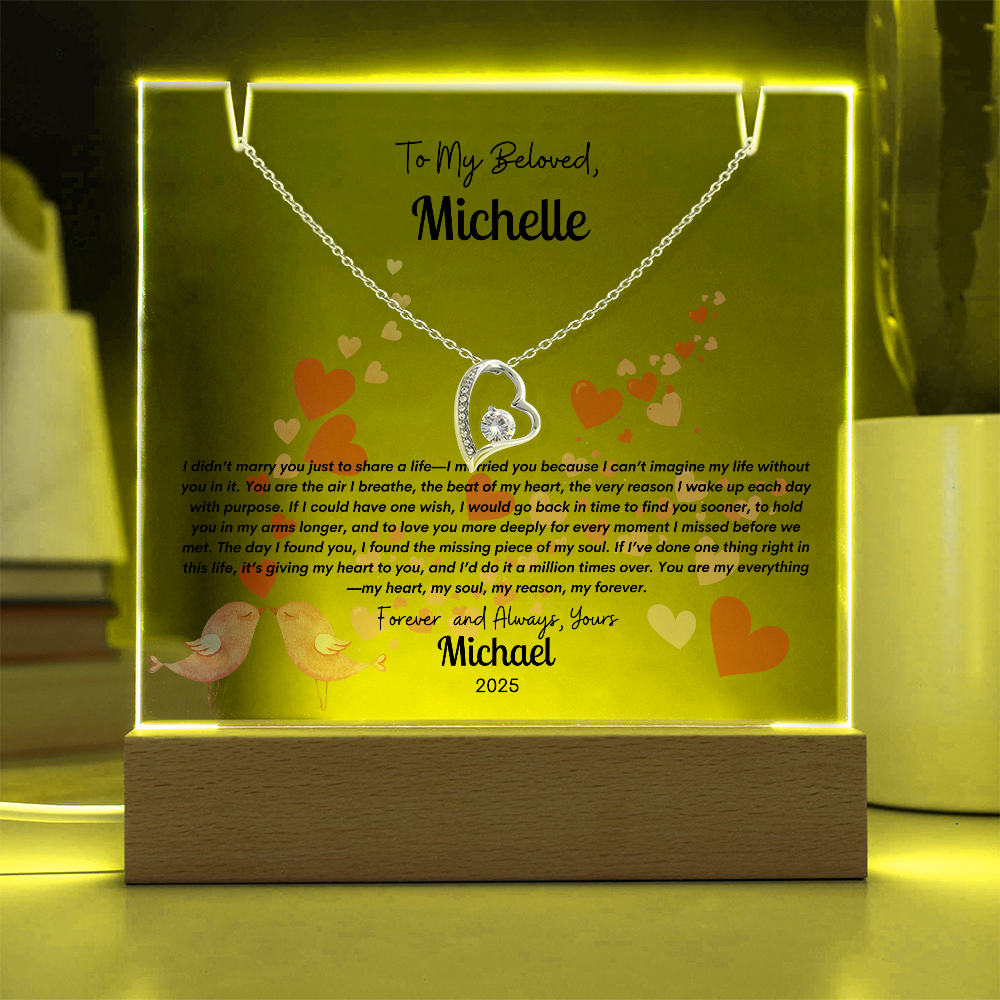 Personalized Square Acrylic and Forever Love Necklace Gift Bundle