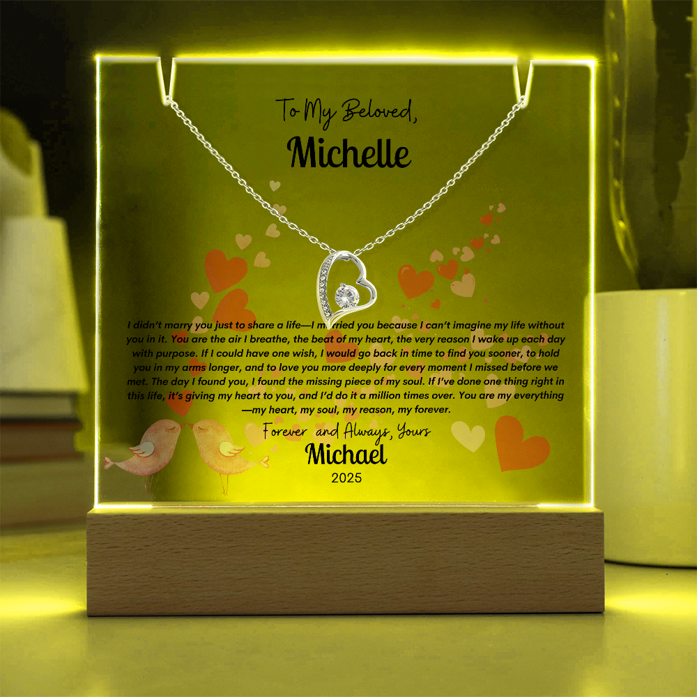 Personalized Square Acrylic and Forever Love Necklace Gift Bundle