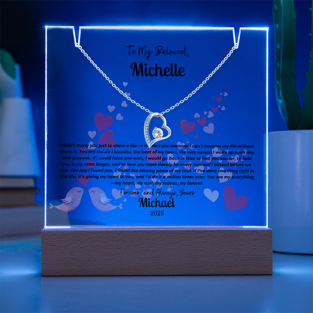 Personalized Square Acrylic and Forever Love Necklace Gift Bundle