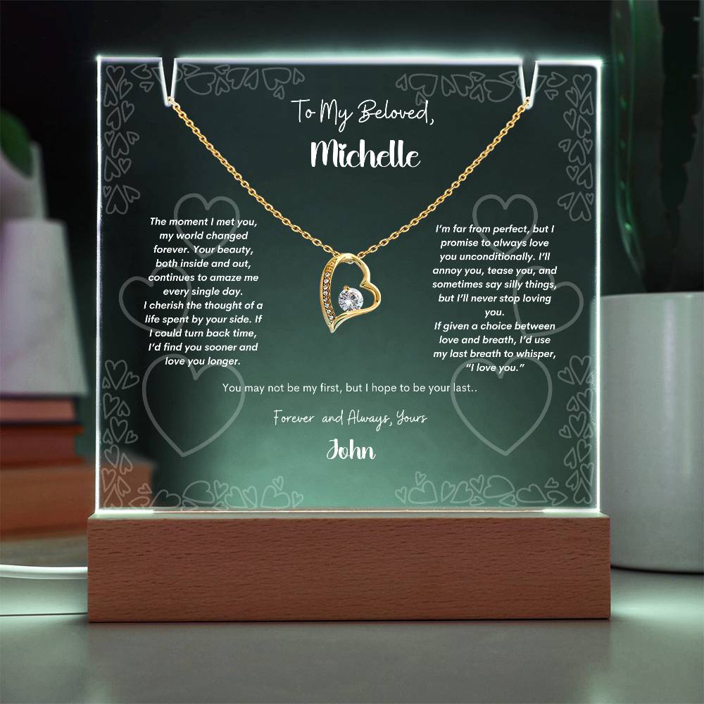 Keepsake Acrylic Bundle with Forever Love Pendant Necklace.Gift For Wife,  Gift For Soulmate,Christmas Gift