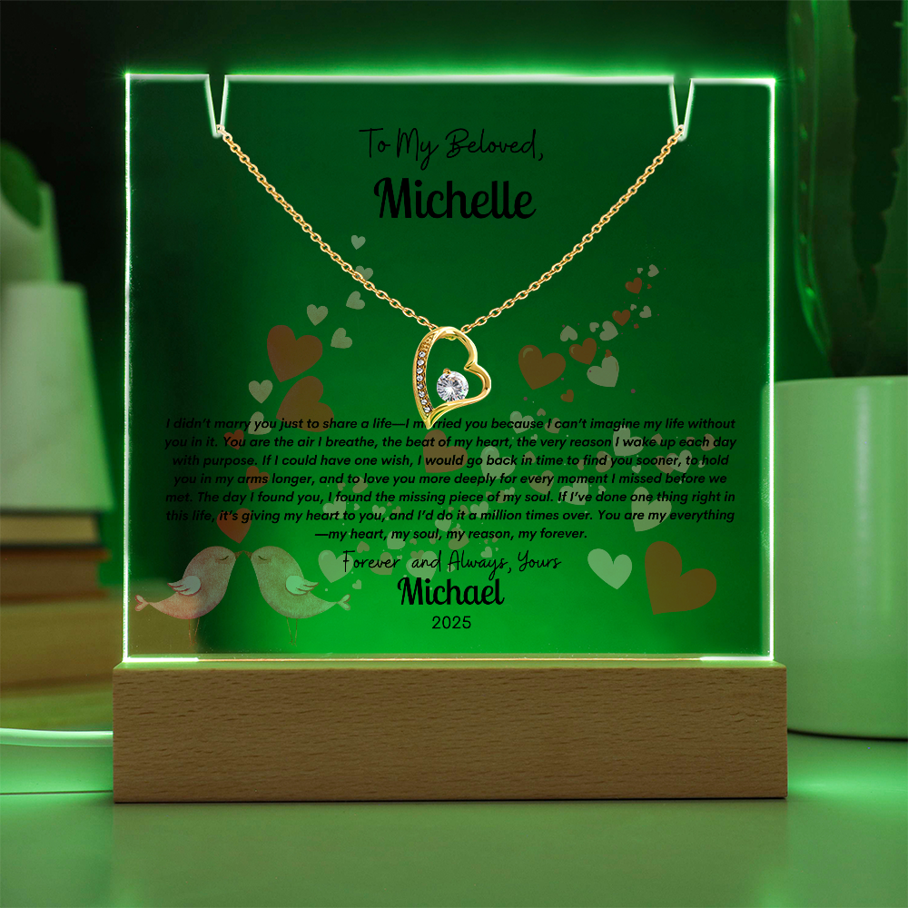 Personalized Square Acrylic and Forever Love Necklace Gift Bundle