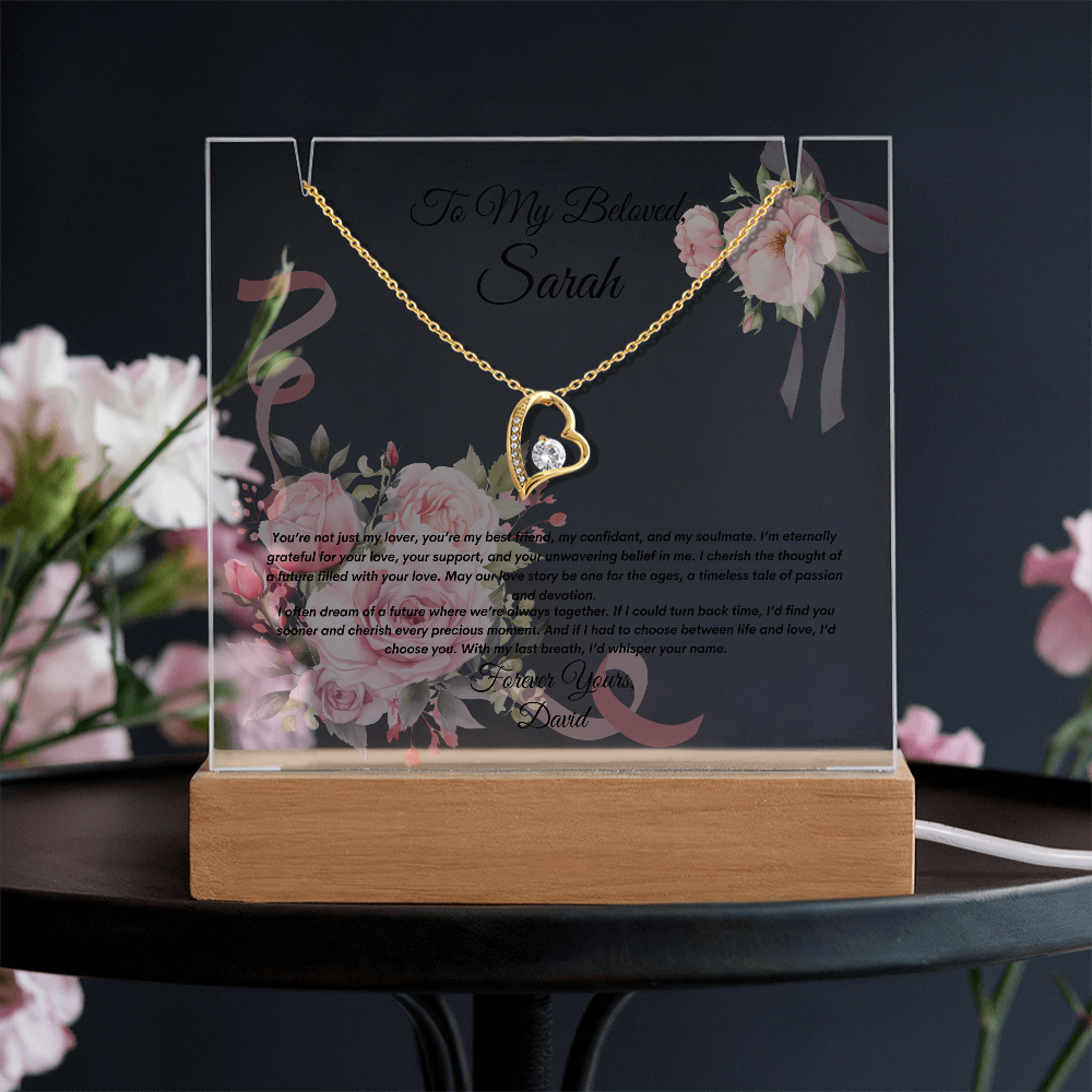 Hold My Heart Forever – Necklace & Acrylic Keepsake Gift