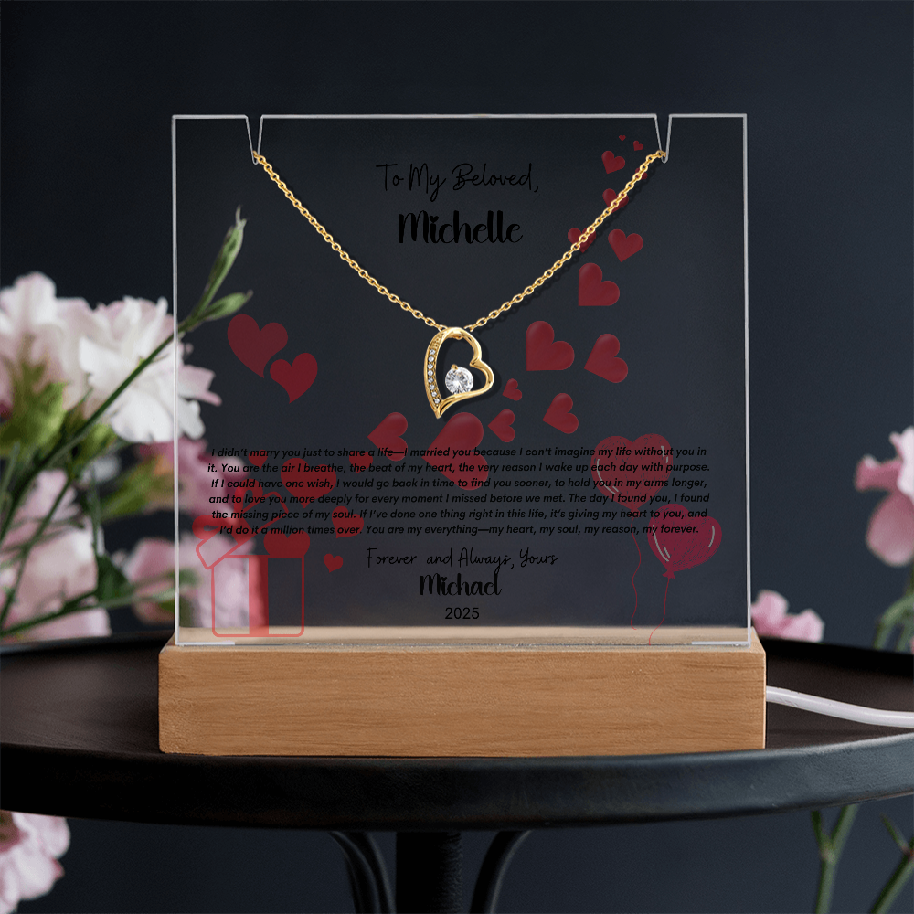 Elegant Keepsake Acrylic and Necklace Set: Perfect Gift for Loved Ones