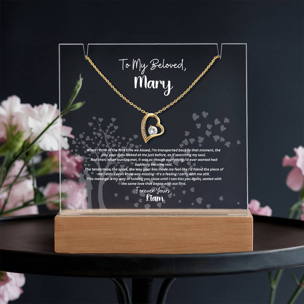 Keepsake Acrylic Plaque with Forever Love Necklace, Personalized Gift to My Wife, To My Soulmate Gift, Sentimental Birthday Gift, Romantic  Annniversary Gift, Christmas Gift