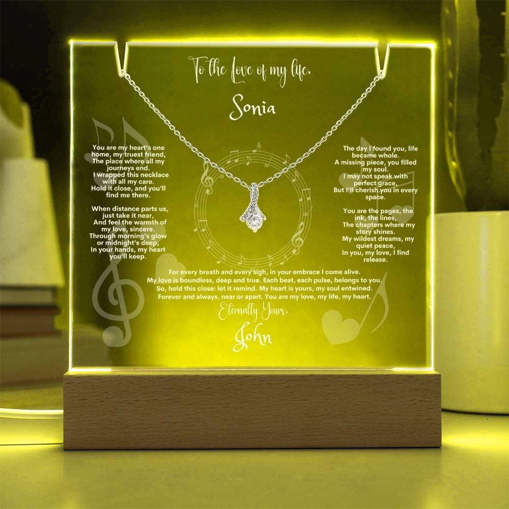 Alluring  Beauty Pendant Necklace with Keepsake Acrylic Bundle-Special Gift For Wife, Gift For Soulmate