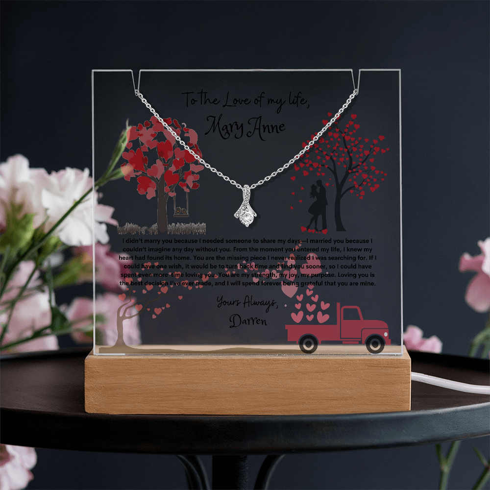 Personalized Keepsake Acrylic & Alluring Beauty Necklace Bundle – Perfect Gift for Anniversaries & Special Occasions