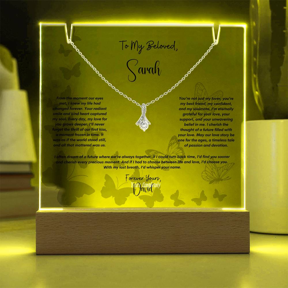 Keepsake Acrylic Bundle with Alluring Beauty Necklace, Gift To My Wife, Personalized gift for wife, For Soulmate, Christmas Gift, Birthday , Anniversary Gift