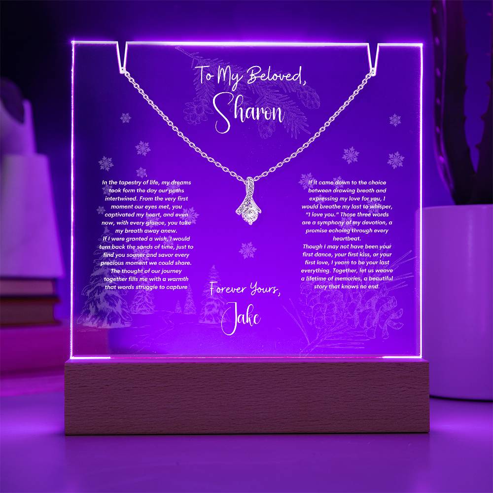 Keepsake Acrylic Bundle with Alluring Beauty Necklace. Personalized Gift for Soulmate, For WIfe,  For Girlfriend, Birthday, Christmas, Anniversary Gift