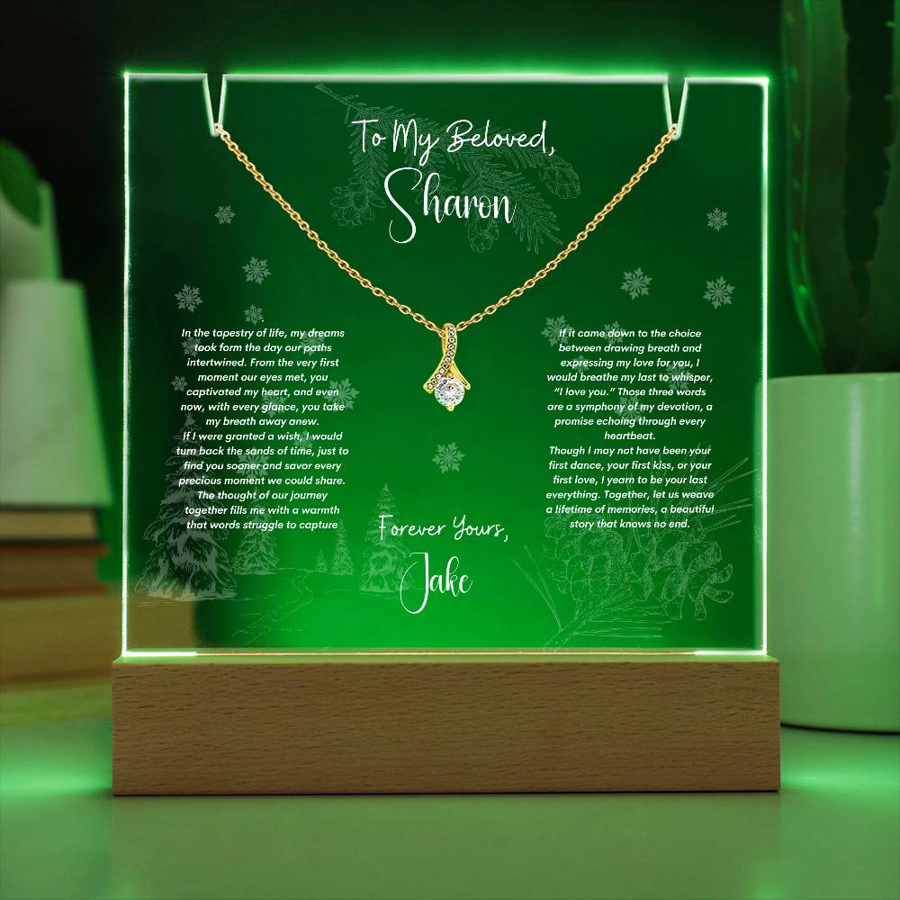 Keepsake Acrylic Bundle with Alluring Beauty Necklace. Personalized Gift for Soulmate, For WIfe,  For Girlfriend, Birthday, Christmas, Anniversary Gift