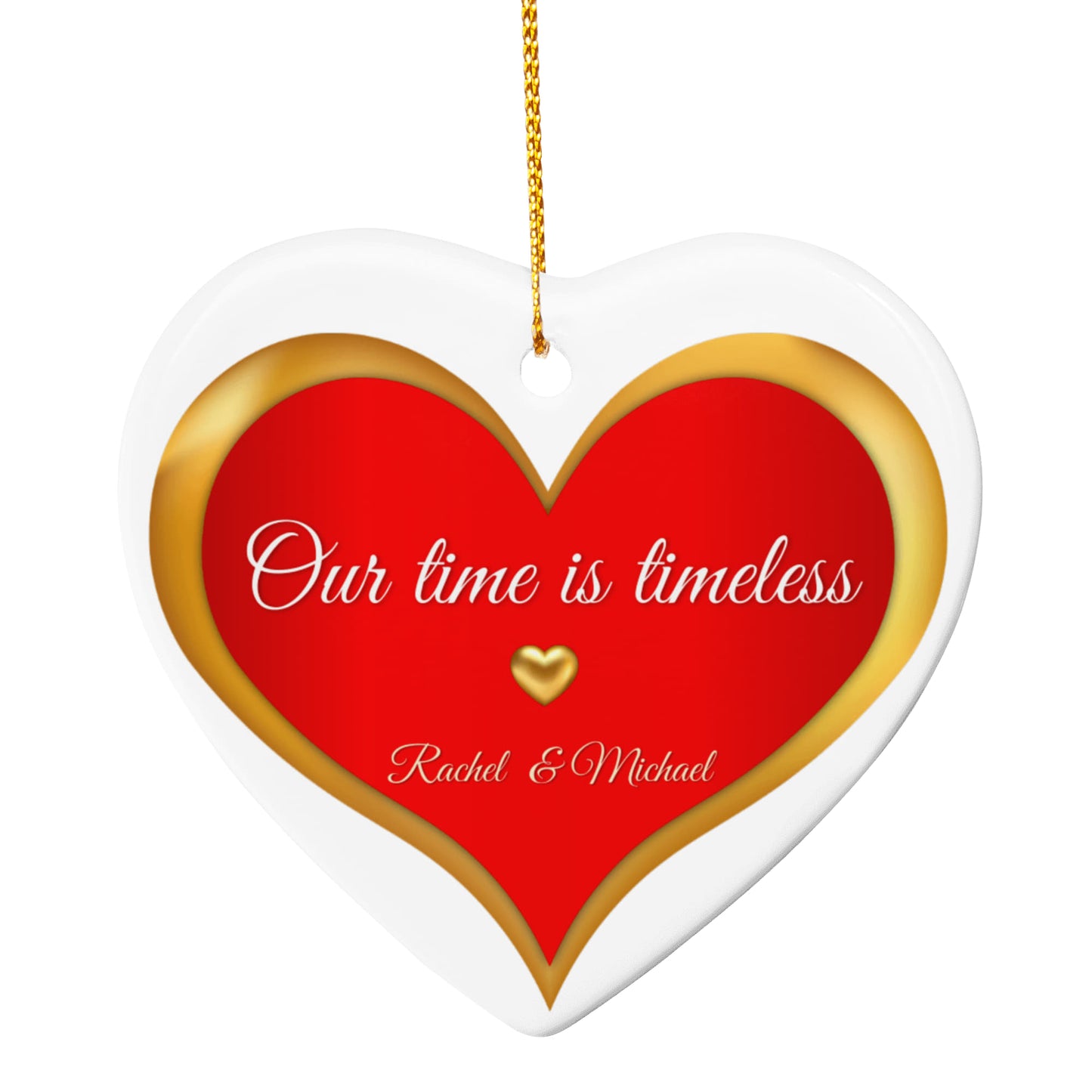 Timeless Love Ornament – Red and Gold Heart Valentine’s Day Gift