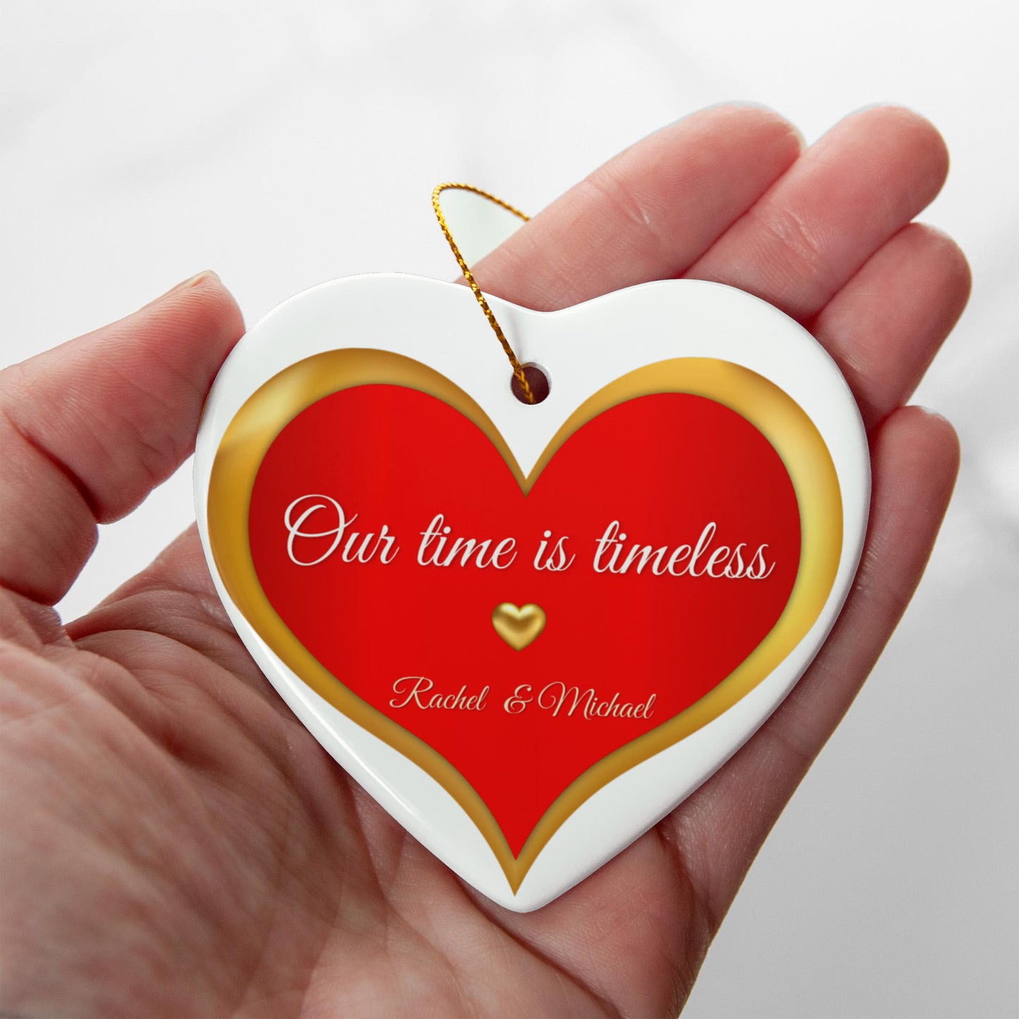 Timeless Love Ornament – Red and Gold Heart Valentine’s Day Gift