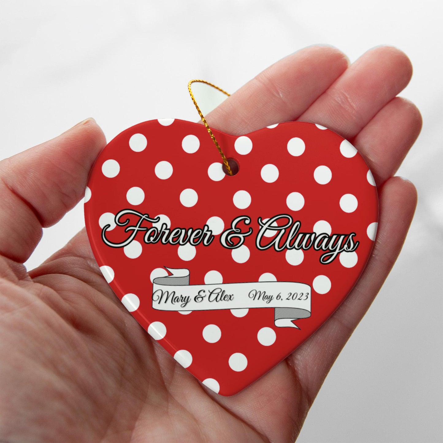 Forever & Always - Personalized Ceramic Heart Ornament