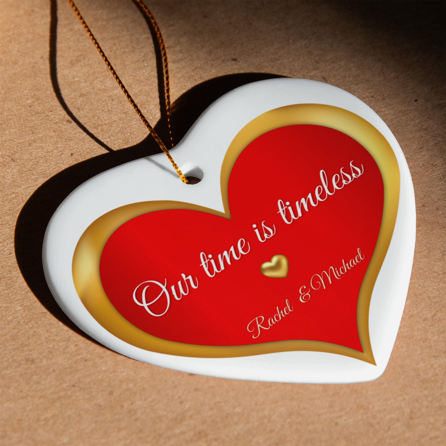 Timeless Love Ornament – Red and Gold Heart Valentine’s Day Gift