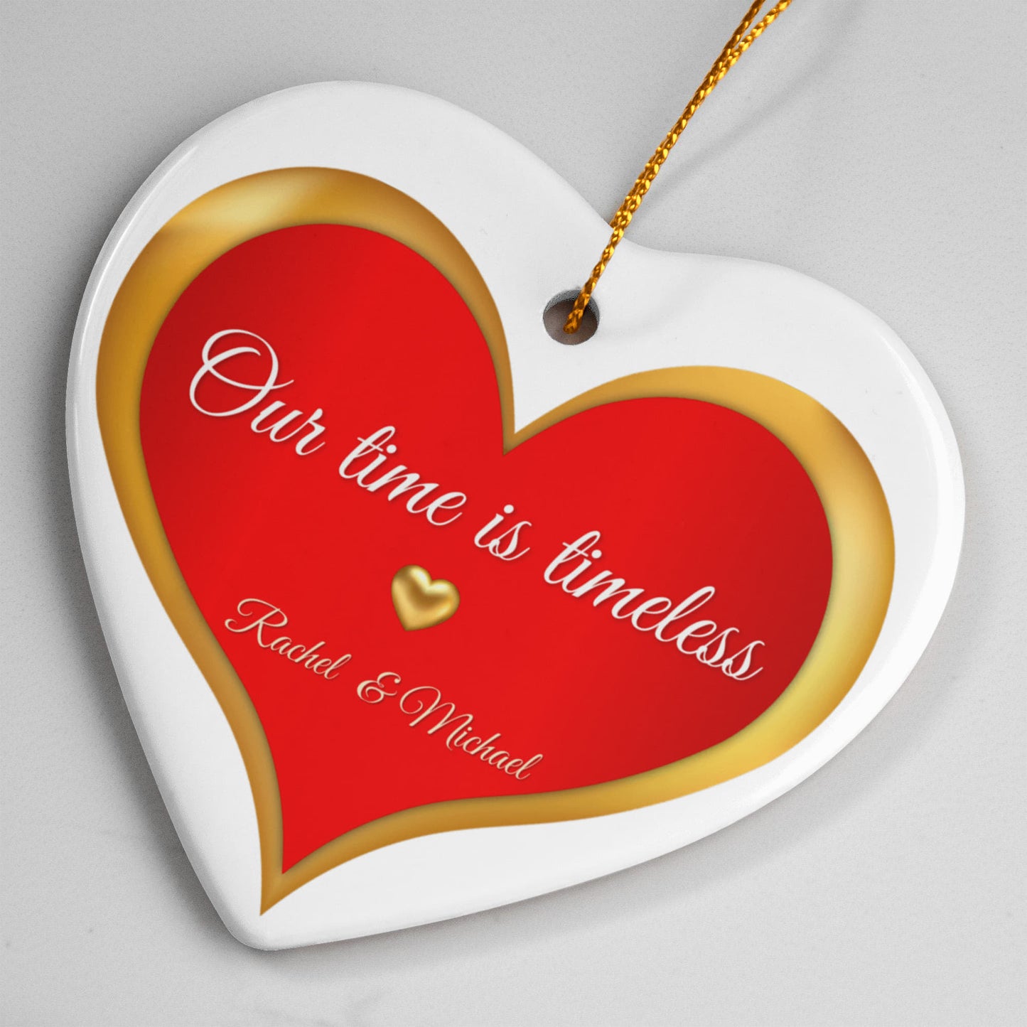 Timeless Love Ornament – Red and Gold Heart Valentine’s Day Gift