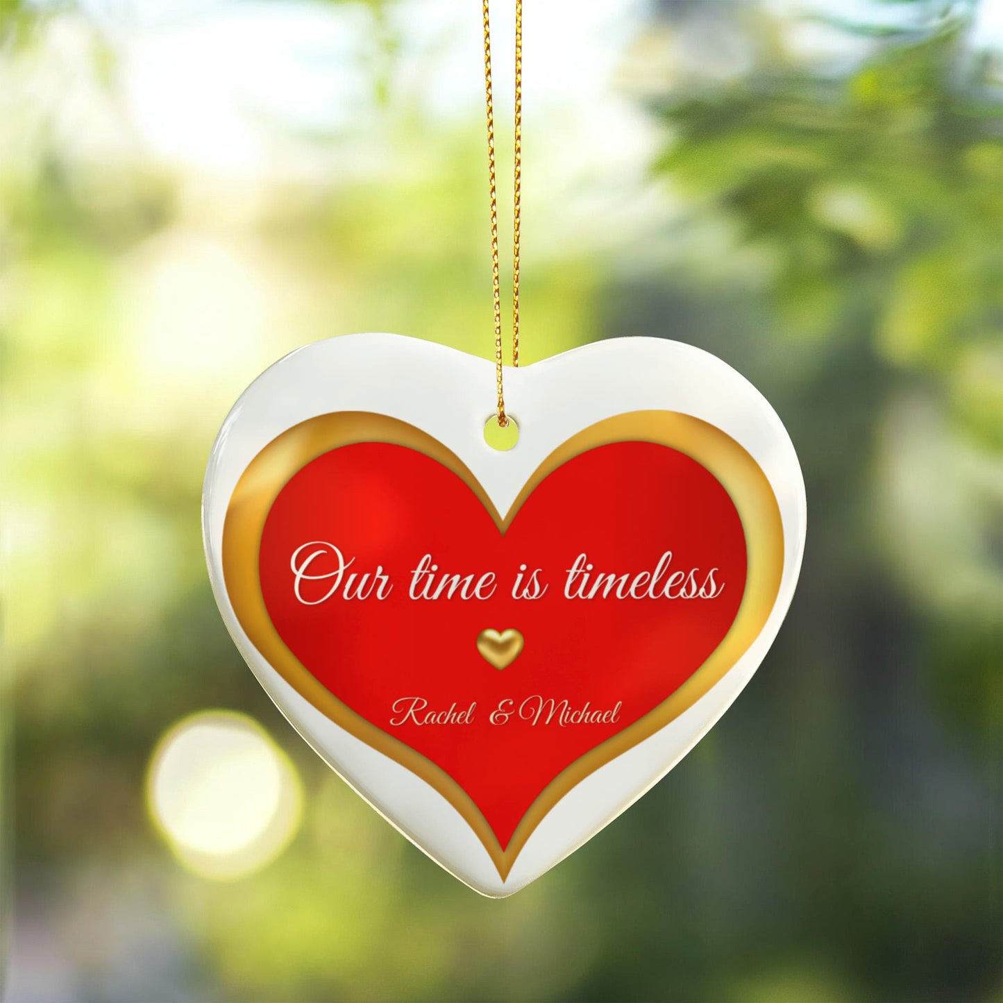 Timeless Love Ornament – Red and Gold Heart Valentine’s Day Gift